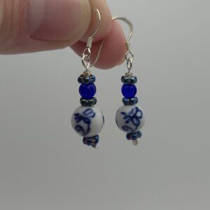 Sterling Silver Handmade Glass Nature Earrings A778